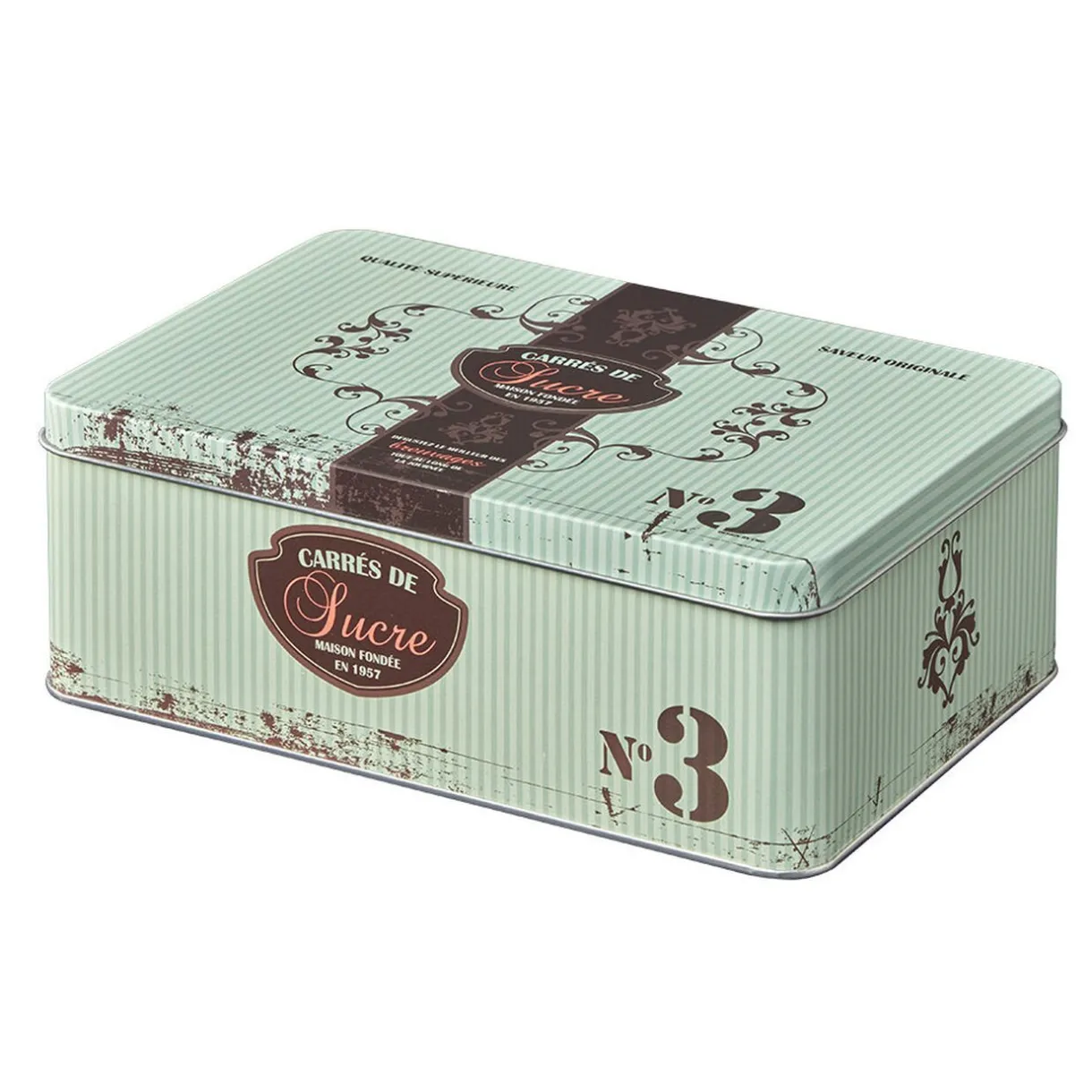 Gifi Boîte à sucre en métal design vintage romantique vert d'eau