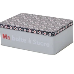 Gifi Boîte à sucre rectangulaire grise design carreaux de ciment Discount