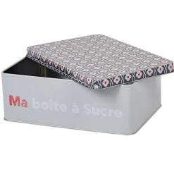 Gifi Boîte à sucre rectangulaire grise design carreaux de ciment Discount