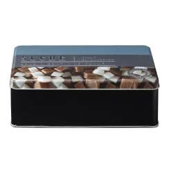 Gifi Boîte à sucre rectangulaire en métal décorée bleu gris New