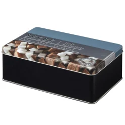 Gifi Boîte à sucre rectangulaire en métal décorée bleu gris New