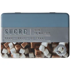 Gifi Boîte à sucre rectangulaire en métal décorée bleu gris New