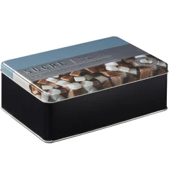 Gifi Boîte à sucre rectangulaire en métal décorée bleu gris New