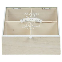 Gifi Boîte à thé 4 compartiments Made with love Discount
