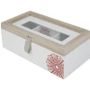Gifi Boîte à thé blanc naturel motif rosace Clearance
