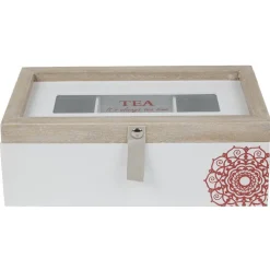 Gifi Boîte à thé blanc naturel motif rosace Clearance