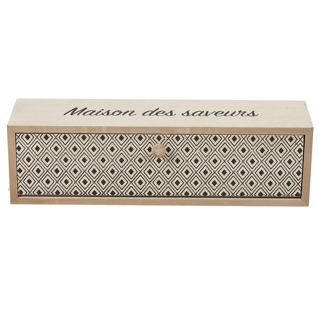 Gifi Boîte à thé bois design géométrique naturel et noir Hot
