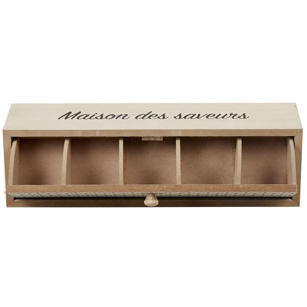 Gifi Boîte à thé bois design géométrique naturel et noir Hot