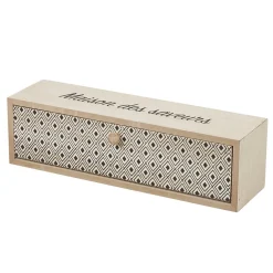 Gifi Boîte à thé bois design géométrique naturel et noir Hot