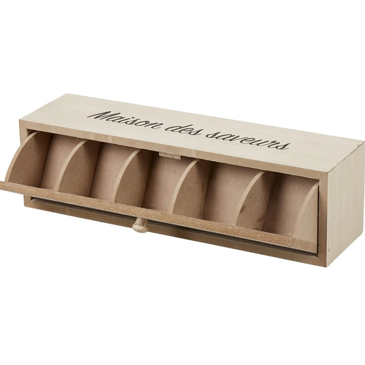 Gifi Boîte à thé bois design géométrique naturel et noir Hot