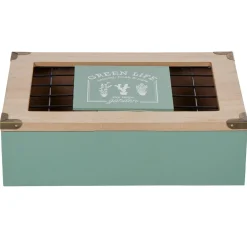 Gifi Boîte à thé My little garden en bois couvercle aluminium