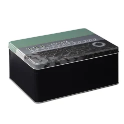 Gifi Boîte à thé rectangulaire en métal décorée verte Online
