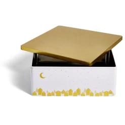 Gifi Boîte alimentaire carré en fer décor doré 26x26xH10cm Best