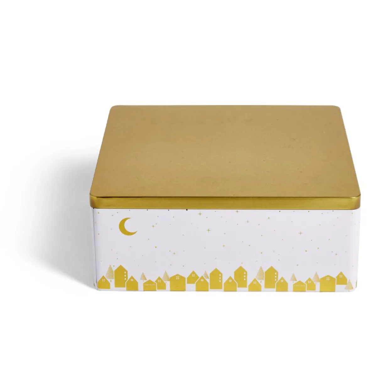 Gifi Boîte alimentaire carré en fer décor doré 26x26xH10cm Best