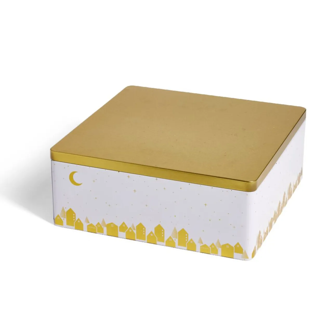 Gifi Boîte alimentaire carré en fer décor doré 26x26xH10cm Best