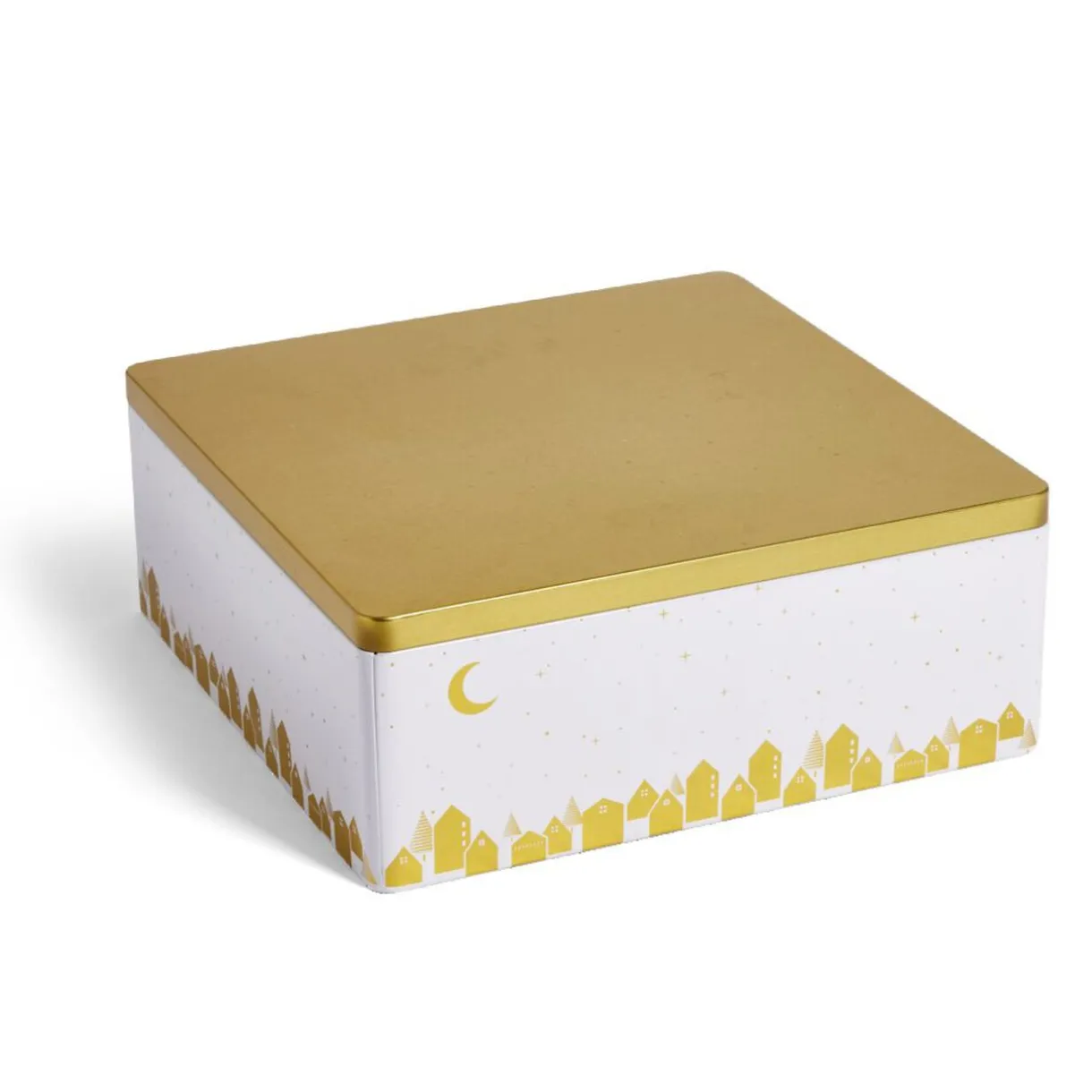 Gifi Boîte alimentaire carré en fer décor doré 26x26xH10cm Best