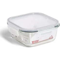Gifi Boîte alimentaire carrée en verre avec couvercle étanche à clips 800ml New