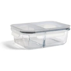 Gifi Boîte alimentaire compartimentée en verre avec couvercle plastique 1L Sale