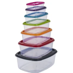 Gifi Boîte alimentaire en plastique avec couvercle coloré x7 New
