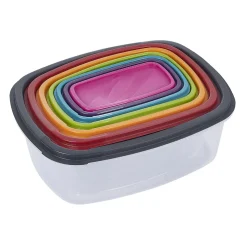 Gifi Boîte alimentaire en plastique avec couvercle coloré x7 New