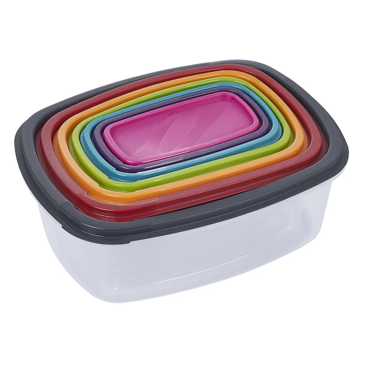 Gifi Boîte alimentaire en plastique avec couvercle coloré x7 New