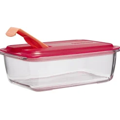 Gifi Boîte alimentaire Luminarc verre Esay Box transparent et rouge 122 cl Discount