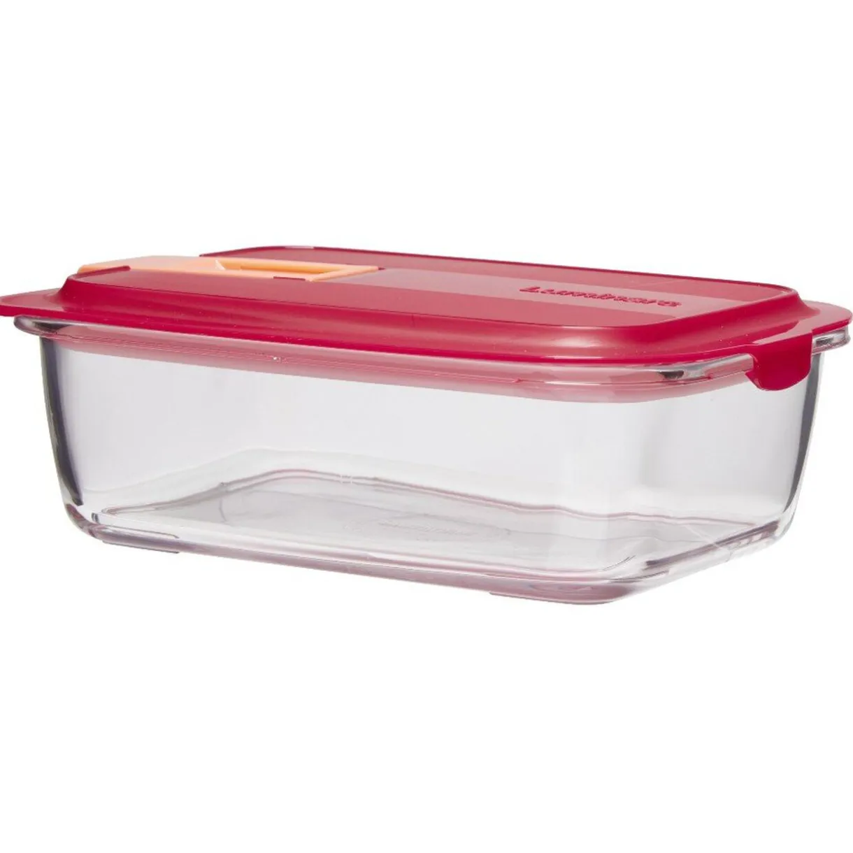 Gifi Boîte alimentaire Luminarc verre Esay Box transparent et rouge 122 cl Discount