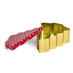 Gifi Boîte alimentaire Noël forme sapin métal rouge et doré 18x14,5xH6,5cm