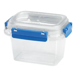 Gifi Boîte alimentaire rectangulaire transparente bleu et blanc 0,5L Outlet