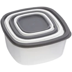 Gifi Boîte alimentaire transparente couvercle gris et blanc x5 Discount