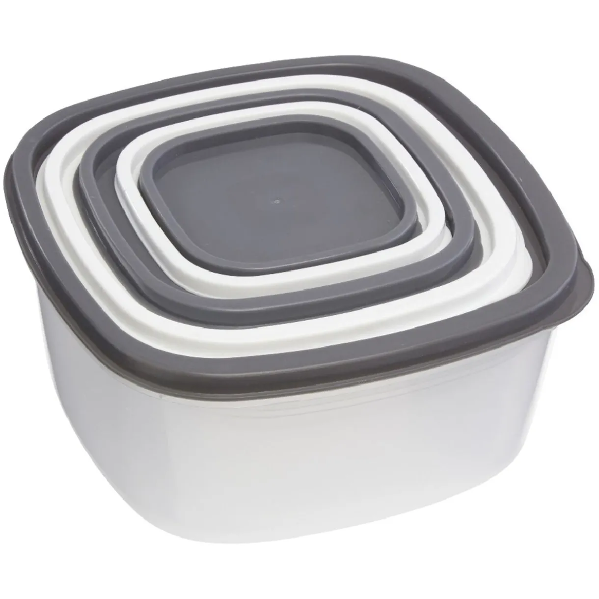 Gifi Boîte alimentaire transparente couvercle gris et blanc x5 Discount