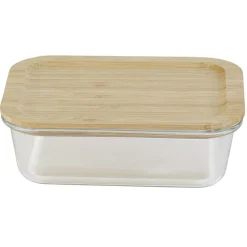 Gifi Boîte alimentaire verre avec couvercle bambou 1 000 ml Sale