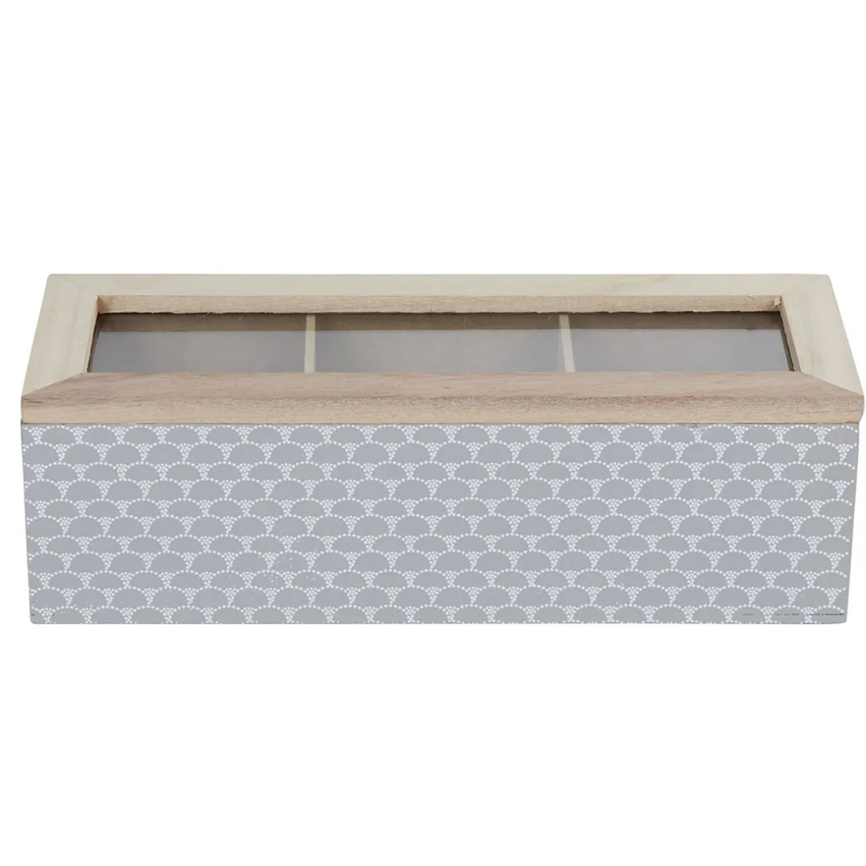 Gifi Boîte déco 3 compartiments à fenêtre gris blanc New