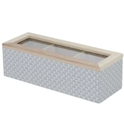 Gifi Boîte déco 3 compartiments à fenêtre gris blanc New