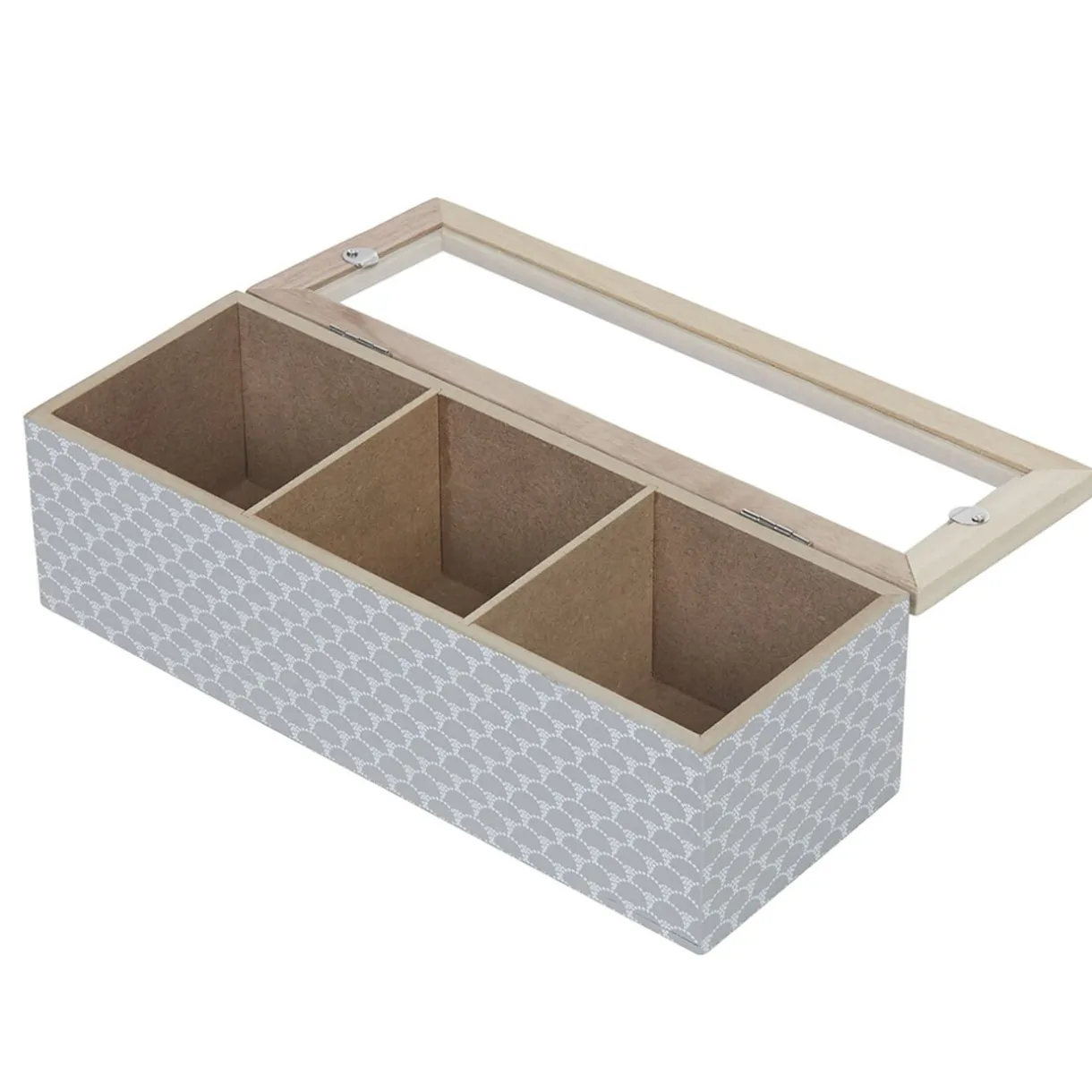 Gifi Boîte déco 3 compartiments à fenêtre gris blanc New