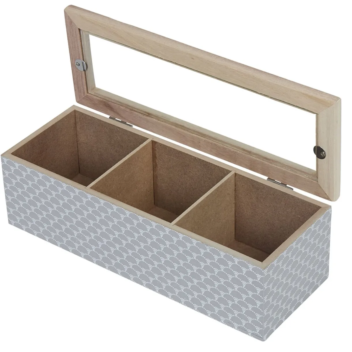 Gifi Boîte déco 3 compartiments à fenêtre gris blanc New