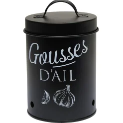 Gifi Boîte de conservation métal noir pour ail Online