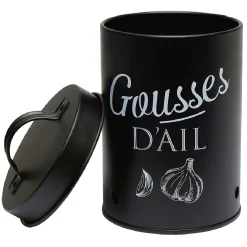 Gifi Boîte de conservation métal noir pour ail Online
