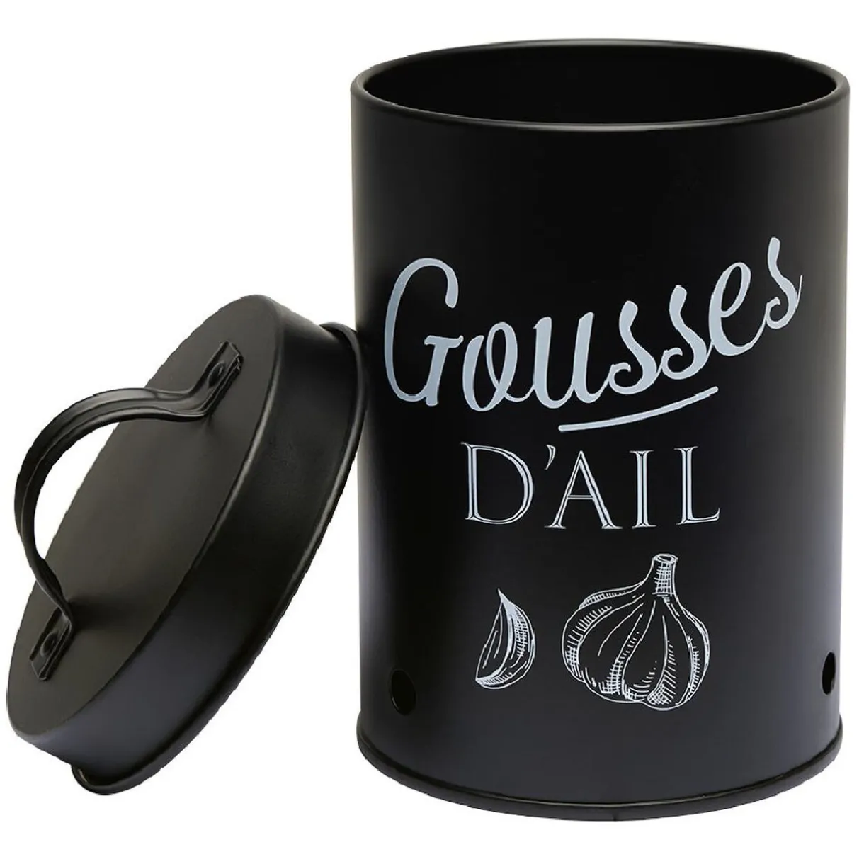 Gifi Boîte de conservation métal noir pour ail Online