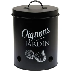 Gifi Boîte de conservation métal noir pour oignon Discount