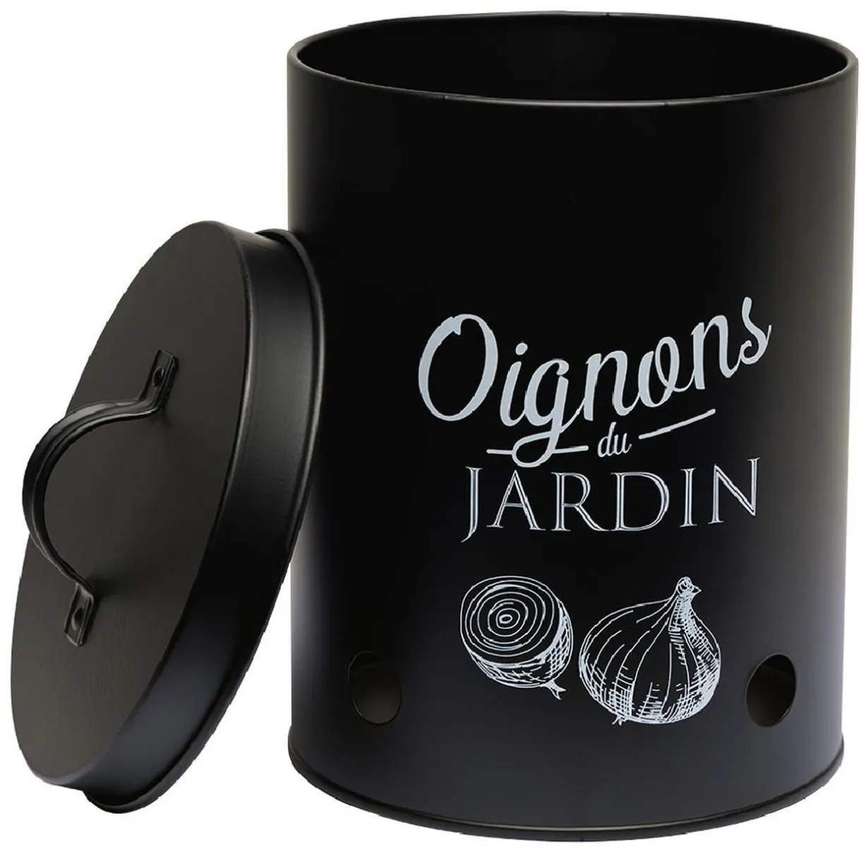 Gifi Boîte de conservation métal noir pour oignon Discount