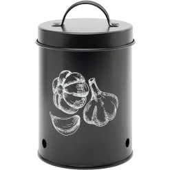 Gifi Boîte de conservation pour ail en métal noir Best