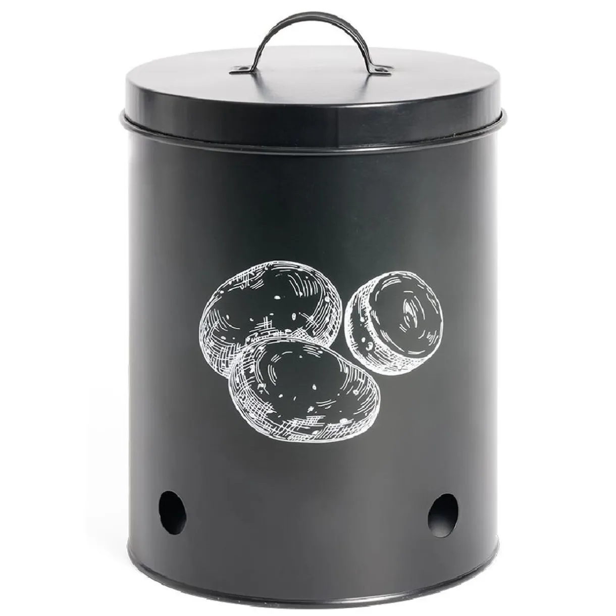 Gifi Boîte de conservation pour pommes de terre en métal noir New