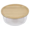 Gifi Boîte de conservation ronde en verre avec couvercle en bambou 850 ml Clearance