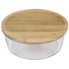 Gifi Boîte de conservation ronde en verre avec couvercle en bambou 1,2L Online