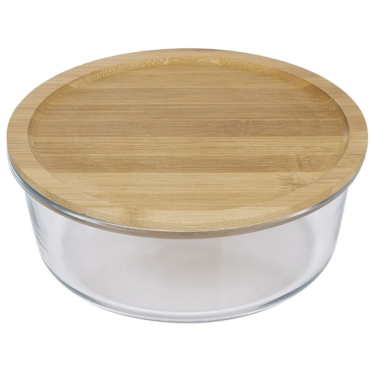 Gifi Boîte de conservation ronde en verre avec couvercle en bambou 1,2L Online