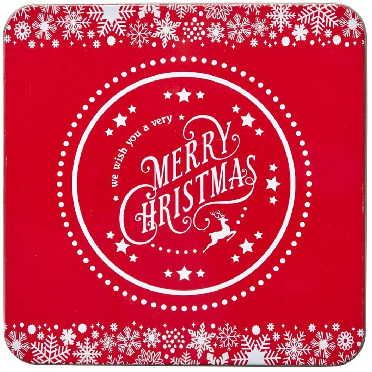 Gifi Boîte de Noël carré vintage métal Merry Christmas rouge