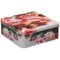 Gifi Boîte de Noël carré vintage métal motif biscuit étoile Clearance