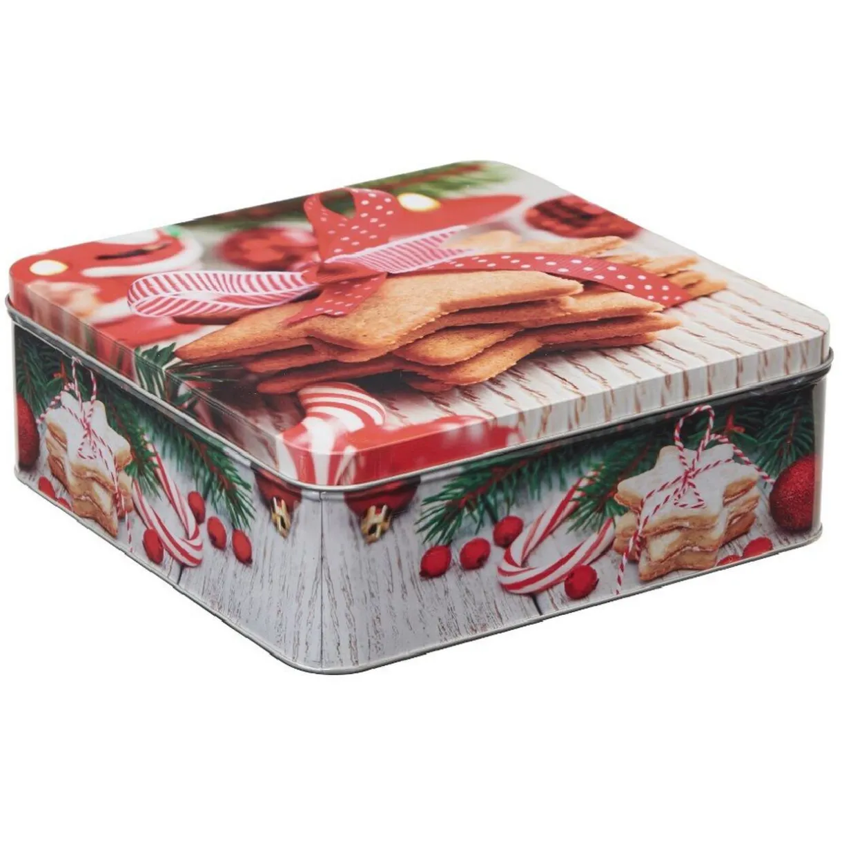 Gifi Boîte de Noël carré vintage métal motif biscuit étoile Clearance