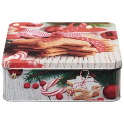 Gifi Boîte de Noël carré vintage métal motif biscuit étoile Clearance
